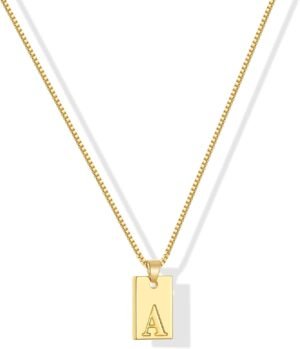 Gacimy Dainty Gold Initial Necklaces for Women, 18K Gold Plated Name Necklace for Women with Trendy A-Z Letter Nedcklace Pendant