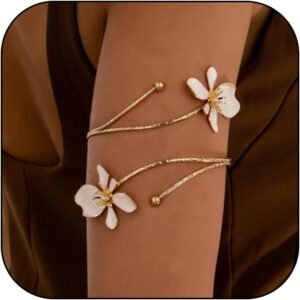 Arm Cuff Jewelry for Women Adjustable Flower Cuff Bangle Bracelet Gold Armband Upper Jewelry Gifts for Women