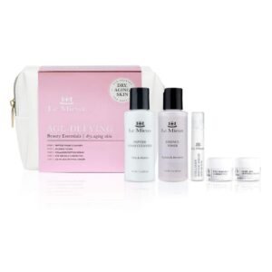 Le Mieux Age-Defying Beauty Essentials for Dry Skin – 5-Piece Luxury Skincare Facial Set – Peptide Foam Cleanser, Essence Toner, Collagen Peptide Serum, Eye Wrinkle Corrector & 24 Hr Age Defying Cream