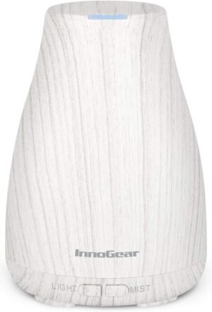 InnoGear Essential Oil Diffuser, Premium 5-in-1 Diffusers for Home Scent Aromatherapy Diffuser Air Desk Humidifier for Bedroom Large Room Office 7 Color LED 2 Mist Mode Waterless Auto Off, White Grey