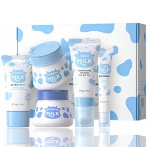 Milk Skincare Gift Set for Women & Girls, 5-In-1 Facial Skin Care Sets & Kits With Facial Cleanser, Face Cream, Eye Cream, Milk Gentle Skin Cleaning & Care Travel Size Facial Kit