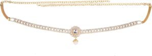 Efulgenz Indian Bollywood Vintage Crystal faux pearl Waist Belt Belly Chain Kamarbandh Bridal Dangle Tassel Body Jewelry