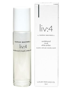 Sarah Maxwell Beauty LIV:4 Luxury Perfumed Oil for Women – 10ml Roll On Fragrance Oil with Metal Rollerball Applicator. Pure, Sensual Woody Scent. Vegan, Paraben Free & Cruelty Free. Pack of 1