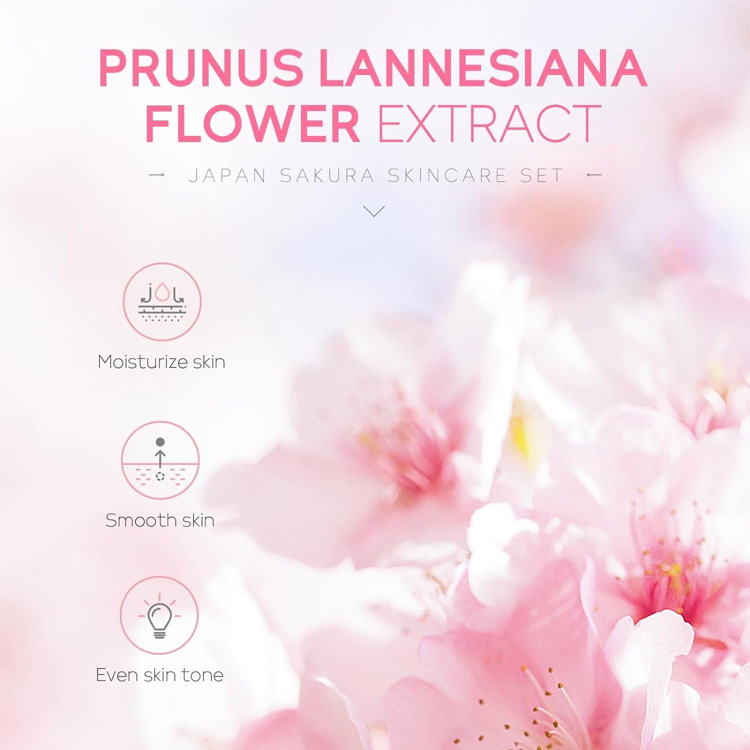 Skin Care Set JAPAN SAKURA Women Beauty Gift Sets Skin Care Kit with Cleanser, Toner, Serum, Eye Cream, Face Cream Travel Kit for Women Teen Girls Mom Daughter Birthday TSA-friendly Sizes 5pcs - Image 2