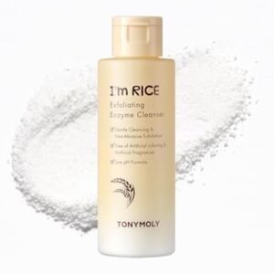 TONYMOLY I’m Rice Exfoliating Enzyme Cleanser, Rice Powder Face Wash, Gentle AHA Cleanser, Papaya Enzyme Scrub & Brightening Mask, Korean Skincare for Smooth Radiant Skin, 50g