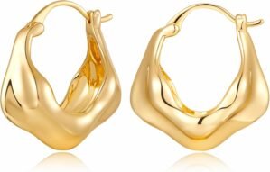 YUJIE Gold Hoop Earrings for Women Chunky Gold Plated Earring Statement Jewelry
