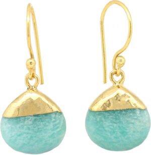 Gempires Natural Pear Cabochon Hook Earring, Meditation Earring, Handamde Jewelry, Gift for Her