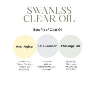 SWANESS Clear Oil, Japanese Premium Skincare Oil Cleanser – Anti-Aging Makeup Remover & Massage with Rice Power for Deep Pore Cleansing, Waterproof Mascara, Sunscreen & Radiant Skin