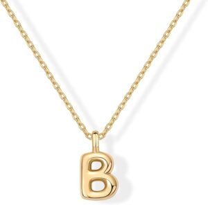PAVOI 14K Gold Plated Dainty Chunky Bubble Initial Letter Pendant Necklace for Women | Alphabet Letter Necklace