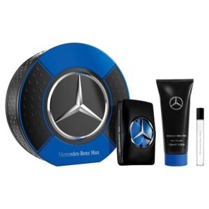 Mercedes-Benz Man Gift Set – Includes EDT Sprays and Shower Gel – Aromatic Woody Fruity Fragrance Body Wash – Cologne for Men for Everyday Wear – 3 pc