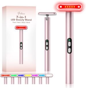Red-Light-Therapy-Wand, 7 Colors LED Facial Light Therapy Wand for Face and Neck Rejuvenation, Face Massager Eye Beauty Tool at Home