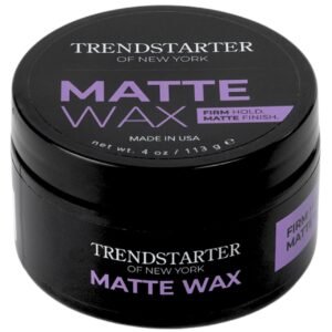 TRENDSTARTER – MATTE WAX (4oz) – Firm Hold – Matte Finish – Premium Water Based All-Day Hold Hair Styling Pomade – Flake-Free Styling Wax for All Hair Types