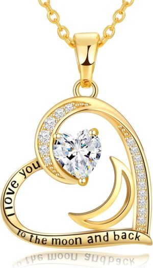 Gold Necklace for Women-Heart Necklace for Womens Birthstone Necklaces for Women Gifts for Wife from Husband Gold Jewelry for Womens Jewelry for Wife