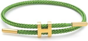 Bracelet with Adjustable Design Polished H Shape Buckle, Bracelets for Women, 18k Gold-plated Buckle Design Titanium Steel Wire Rope Women’s Gift Jewelry