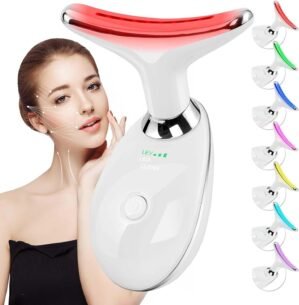 Facial and Neck Massager Tool,Lymphatic Contour Massager Face,7 Colors LED Womens Skin Care Facial Massager for Skin Rejuvenation,Lifting,Toning,Glow Boost