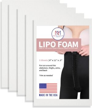 New Millennium Premium Lipo Foam Sheets (5 Pack) | USA Medical-Grade Compression Pads – Liposuction, BBL, Tummy Tuck | Reduce Swelling & Bruising | Use with Fajas, Ab Boards, Recovery Garments (8×11)