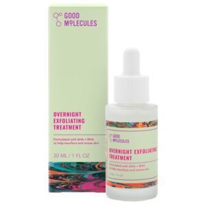 Good Molecules Overnight Exfoliating Treatment – Face Exfoliator with AHA & BHA Lightweight Formula – Pore Minimizer, Facial Skin Care with Glycolic & Salicylic Acid