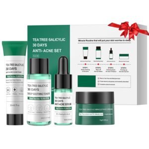 Skincare Mini Kit, Tea Tree Skin Care Sets & Kits, Acne Skincare Set Gifts, Anti Acne Facial Kit Gifts for Women,Cleanser, Toner, Serum, Cream,Oil Control Facial Kit, Airplane Friendly Sizes
