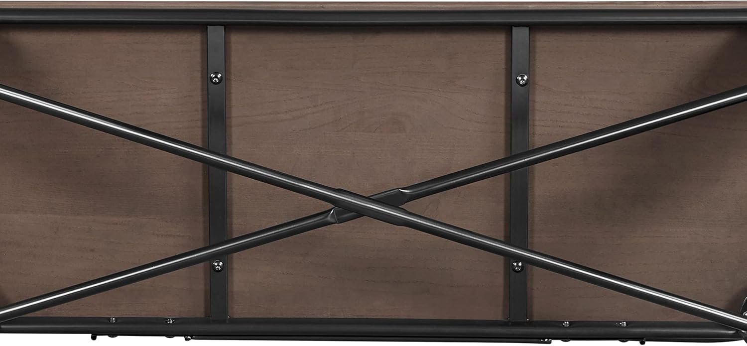 Yaheetech Industrial Metal Dining Bench Mid-Century Farmhouse Bench with Wooden Top Seat and Removable Backrest for Kitchen/Garden, Black - Image 7