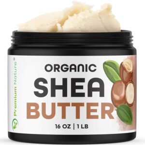 Premium Nature Organic Shea Butter – Pure & Raw Virgin Unrefined Body Butter – Dry Skin Care, Scar & Stretch Mark Cream, 16 oz