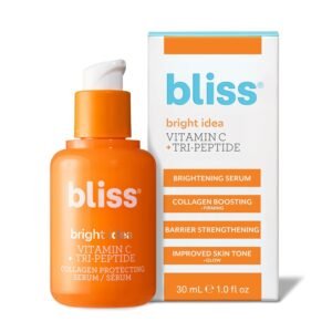Bliss Vitamin C + Tri-Peptide Bright Idea Serum – 15% Brightening + Barrier Boost Complex for Radiant, Firm Skin – Anti-Aging Face Serum Boosts Collagen & Elasticity – 1 fl oz