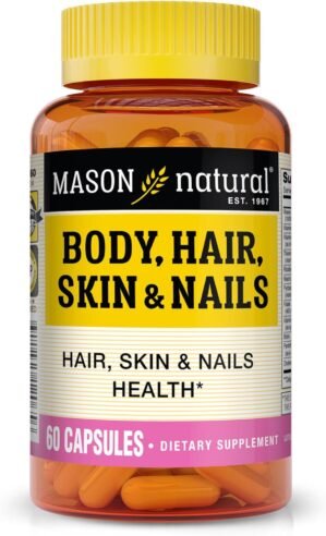 MASON NATURAL Hair, Skin & Nails Premium Beauty Supplement with Biotin & Vitamins A, C, E, and B-Complex, 60 Capsules