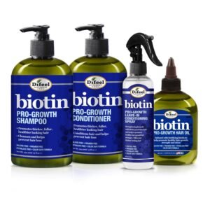 Difeel Biotin Regimen for Hair Growth – 4-Step Shampoo, Condition and Treatment System (4-PC SET)