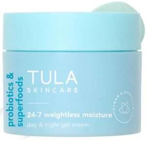 TULA Skin Care 24-7 Weightless Moisture Hydrating Day & Night Cream – Anti-Aging Lightweight Gel Cream Moisturizer for Face, Contains Watermelon & Blueberry Extract