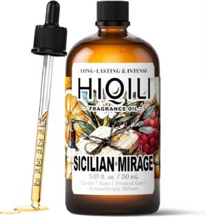 HIQILI Sicilian Mirage Fragrance Oil – Premium Oil for Candle & Hair Perfume Making, Personal Care Scenting, Luxury Scents – 5.07Fl Oz