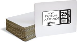 Better Office Products Premium Dry Erase Boards, 9″ x 12″, Double Sided Lapboards, Small White Board Pack, Classroom Lapboards for Students, (25 Pack)