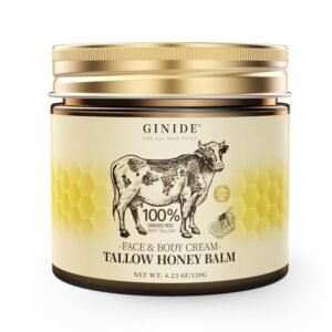 Beef Tallow for Skin, Tallow and Honey Balm, Tallow Face Moisturizer, Organic Grass Fed Beef Tallow for Face – Sensitive Dry Skin Repair, Deeply Nourishing, Fragrance Free, 4.23 Oz