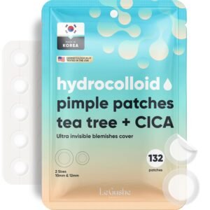 LE GUSHE Korean Pimple Patches for Face (132 Dots) – Hydrocolloid Acne Patches with Tea Tree Oil – Invisible Zit Stickers – Dermatologist Tested – Korean Skin Care
