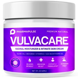 Pharmapulse Vaginal Moisturizer, Vulva Balm Cream, Intimate Skin Care, Menopause Support – Relieves Dryness, Itching, Burning, Redness, Chafing, Odor, Irritation – Estrogen Free 2oz
