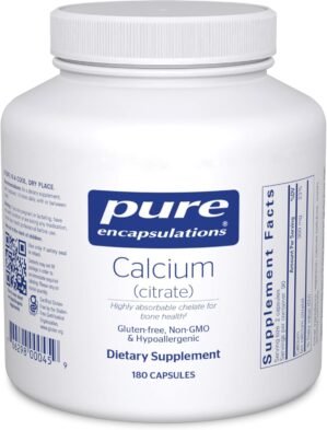 Pure Encapsulations Calcium (Citrate) – Supplement for Bone, Teeth, Colon, and Cardiovascular Health Support* – with Premium Calcium Citrate – 180 Capsules