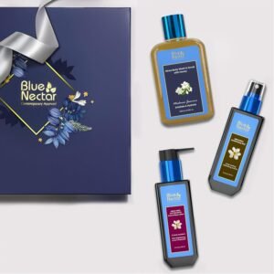Blue Nectar Premium Ayurvedic Beauty Gift Set for Women & Men | Body Lotion, Wash & Mist with Herbal Ingredients | Ideal Christmas Holidays Gift for Mom, Dad, Girlfriend, Boyfriend & Coworkers