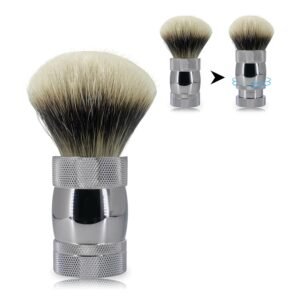 Adjustable Silvertip Badger Shaving Brush – Rotating Handle to Control Bristle Height, Premium Stainless Steel Shave Brush for Men, Luxury Wet Shaving Brush