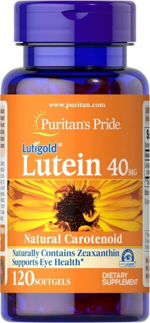 Puritan’s Pride Premium Lutigold Lutein Carotenoid 40mg with Zeaxanthin for Men and Women, Dietary Supplement for Eye Health Support, 8 Month Supply, 120 Easy-to-Swallow Softgels