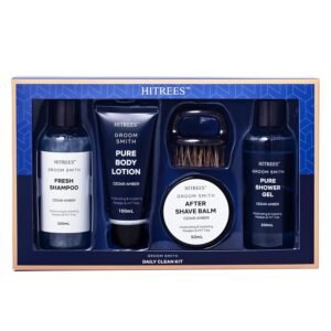 Fathers Day Gifts for Men Dad Care Package Self Care Kit, 5 Pcs Cedarwood & Amber Fragrance Spa Gifts for Man, Fathers Day Gifts, Travel Kit For Men,Mens Travel