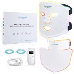 LED Light Therapy Face & Neck Mask – Facial Skin Care Device – 7 Colors Red & Blue – Rejuvenation, Anti-aging Product for Wrinkles