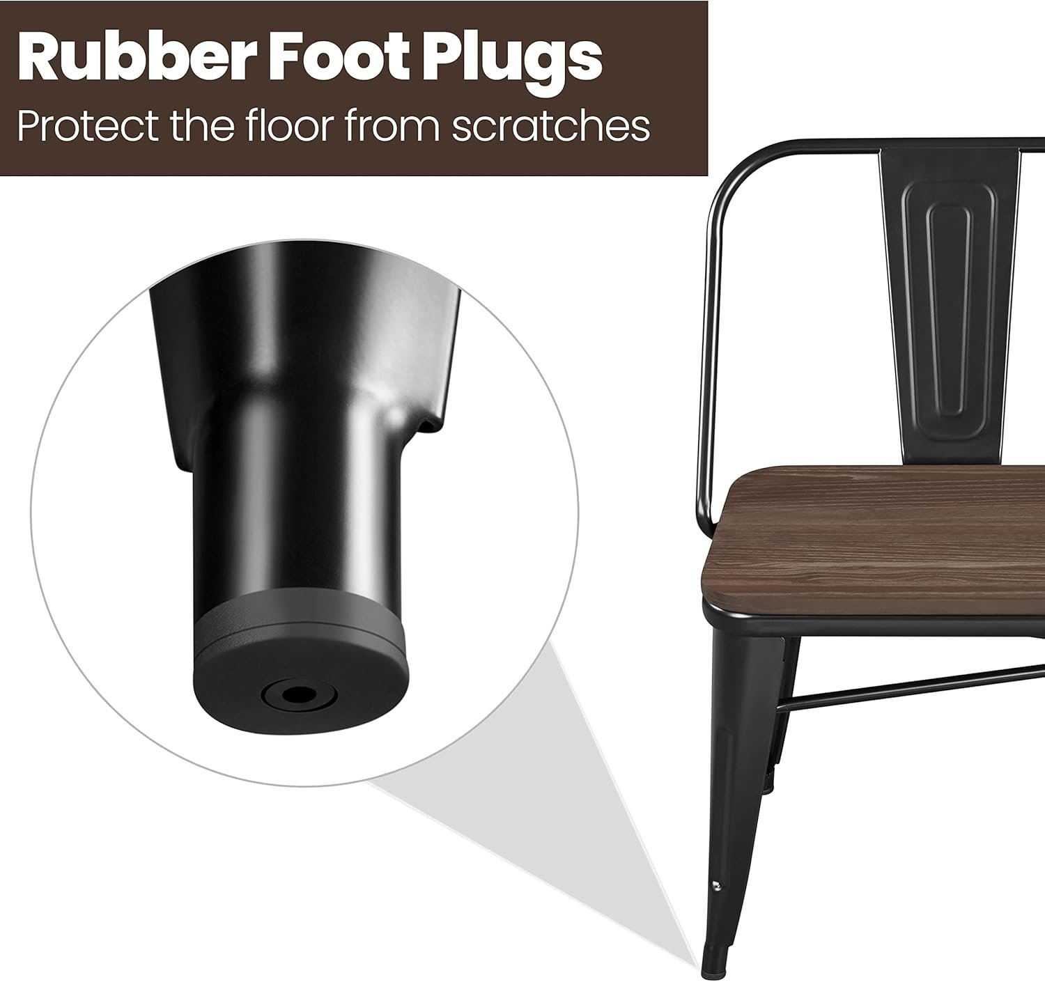 Yaheetech Industrial Metal Dining Bench Mid-Century Farmhouse Bench with Wooden Top Seat and Removable Backrest for Kitchen/Garden, Black - Image 5