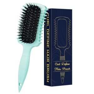 Curl Defining Brush, Curly Hair Brush Products for Effortlessly Detangling Shaping and Styling Women’s Men’s Curls on All Wet or Dry Hair Types, Reduces Frizz (Green 1PC)