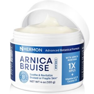 Hermon Arnica Bruise Cream Extra Strength: Fast-Acting for Bruising & Swelling on Thin Skin – High Strength Arnica Montana with Vitamins K, C & E–Hydrating Moisturizer for Face & Body 4 oz