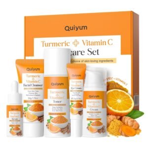 Skin Care Set, Turmeric Vitamin C Skincare Kits 5PCS – Beauty Skin Care for Women, Facial Skin Care Routine Set Kit, Dark Spot Remover for Face, Reduce Acne, for Oily Skin