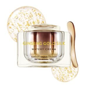 Nature Republic Ginseng Gold Silk Watery Cream 2.11 Oz(60g)-6 Years Korean Ginseng, 99.9% Pure Gold Premium Skin Care, Anti-Aging Moisturizer for Skin, Wrinkle Care with Ginseng Saponins (60g)