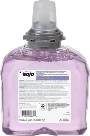 GOJO Premium Foam Handwash with Skin Conditioners, Cranberry Scent, EcoLogo Certified, 1200 mL Foam Hand Soap Refill TFX Touch-Free Dispenser (Pack of 2) – 5361-02