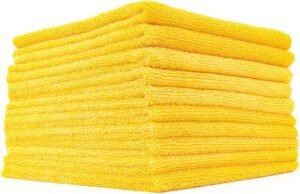 The Rag Company – Edgeless 365 Microfiber Towels (10-Pack) Premium 70/30 Blend, Professional Polishing, Wax Removal, Auto Detailing, 365gsm, 16in x 16in, Gold