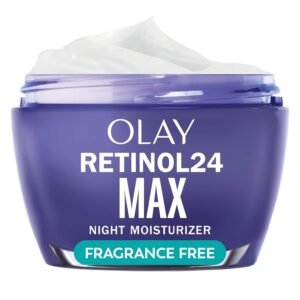 Olay Retinol Face Moisturizer, 24 MAX Anti-Aging Night Cream for Women, Fragrance-Free, Non Greasy – Anti-Wrinkle, Smooth Fine Lines, Tightening, Hydrating Skin Care – Peptides, Glycerin, 1.7 Oz