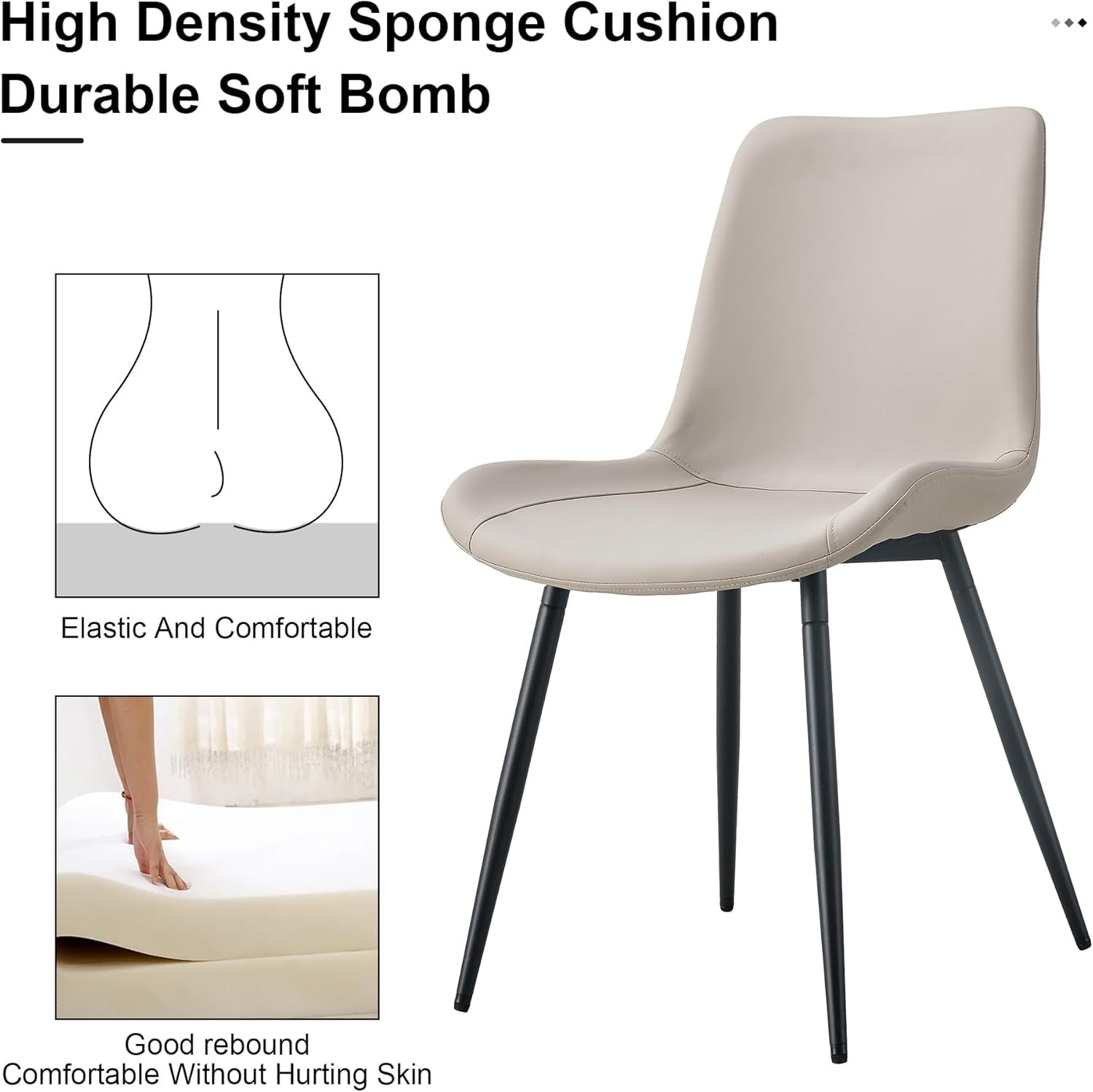 Granite Modern Dining Table Set for 4, 50" Sintered Stone Kitchen Table and 4 Upholstered PU Leather Chair Dining Room Table Set for 4(1Marble Table and Gray Chairs Set of 4) - Image 8