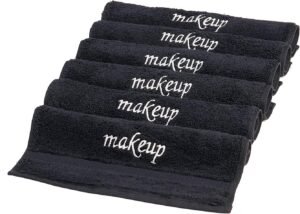 LA HAMMAM 6 Pack 13″ × 13″ Super Soft Turkish Cotton Make Up Removal Towels & Washcloths | Highly Absorbent Towel | Luxury Makeup Remover Reusable Face Cloths | Facial & Skin Care Wash Cloth – Black