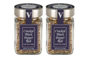 Cracked Black Pepper Rub- 5.5 oz. Jar (Pack of 2) – A classic Montreal Style Steak Seasoning Blend. Use on steak, chicken, pork or vegetables.